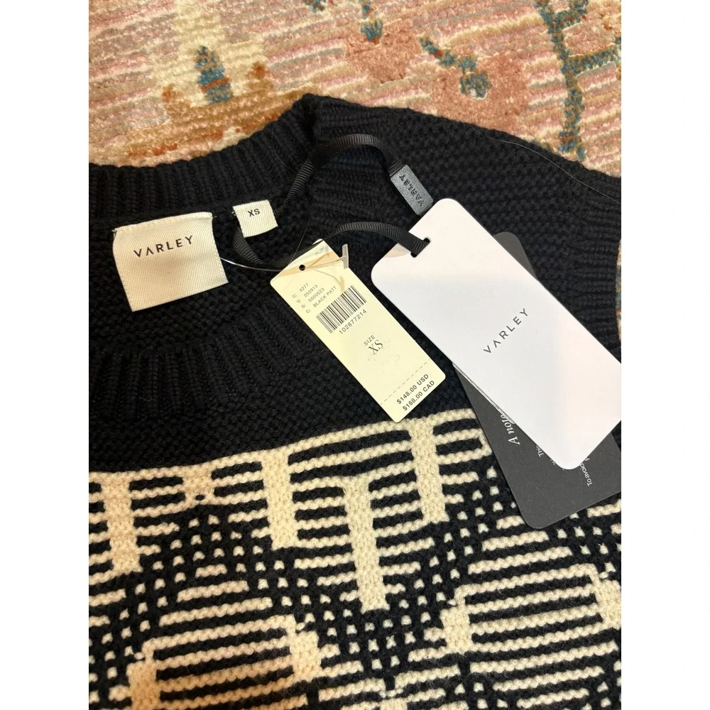 Varley Black Patt Geometric Knit Sweater Vest XS New with Tags